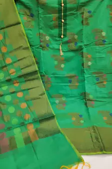 Green Jacquard Woven Zari Woven Suit Set