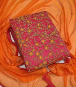 Pink embroidered faux chanderi salwar