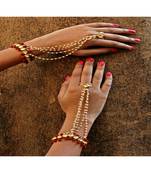 Kundan Worked Hand Harness Stone Studded With Pearl Ring