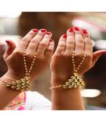 Handmade Kundan Stone Embellished With Pearl Chains Bracelet Pair