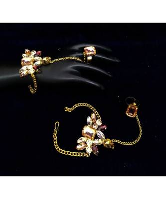 Transparent Stone Studded Adjustable Slave Ring Bracelets Pair 1