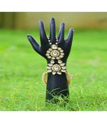 Kundan Worked Pearl stranded Designer Ring Bracelet