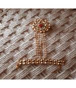 Kundan Stone Embellished Pearl Chains Handcuff With Meena Work Backside