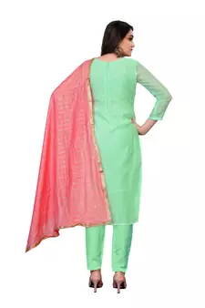 Sea-green embroidered faux chanderi salwar