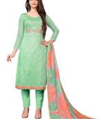 Light-green hand embroidery faux chanderi salwar