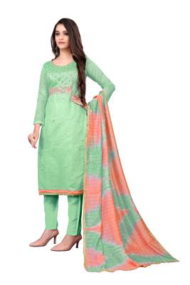 Light-green hand embroidery faux chanderi salwar 2