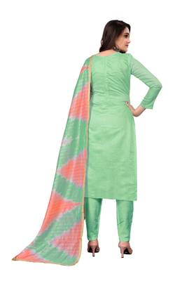 Light-green hand embroidery faux chanderi salwar 3