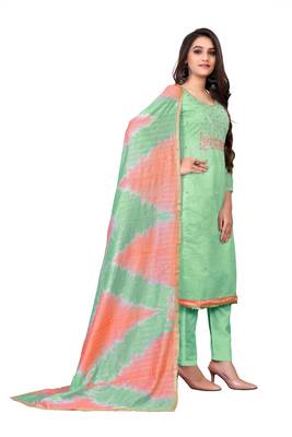 Light-green hand embroidery faux chanderi salwar 4