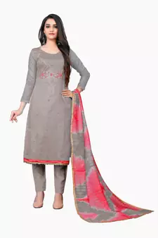 Grey hand embroidery faux chanderi salwar