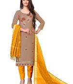Brown embroidered faux cotton salwar