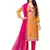 Light-orange embroidered faux cotton salwar