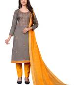 Grey embroidered faux cotton salwar
