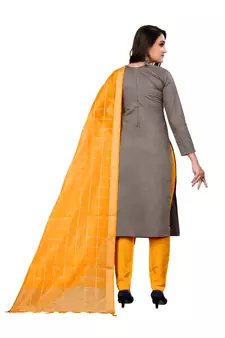 Grey embroidered faux cotton salwar
