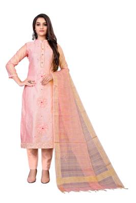Light-peach thread faux chanderi salwar 1