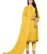 Yellow embroidered faux chanderi salwar