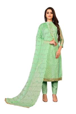 Light-green embroidered faux chanderi salwar 1