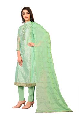 Light-green embroidered faux chanderi salwar 2