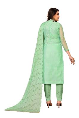 Light-green embroidered faux chanderi salwar 3
