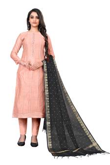 Light-peach thread faux chanderi salwar