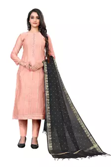 Light-peach thread faux chanderi salwar