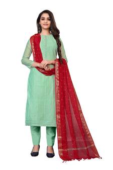 Light-green thread faux chanderi salwar