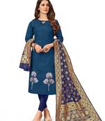 Blue embroidered faux cotton salwar