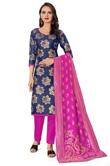 Blue woven jacquard salwar