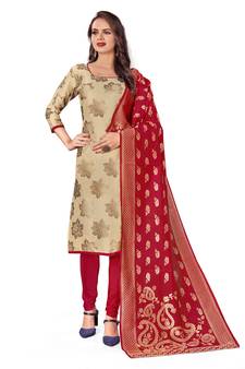 Beige woven jacquard salwar