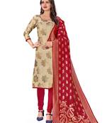 Beige woven jacquard salwar