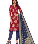 Red woven jacquard salwar