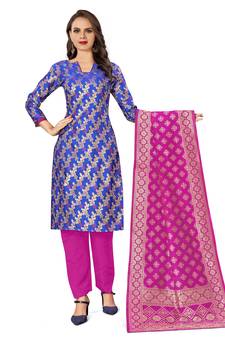 Blue woven jacquard salwar