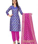 Blue woven jacquard salwar