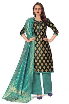 Black woven jacquard salwar