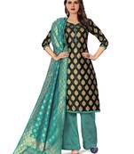 Black woven jacquard salwar