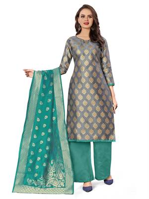 Grey woven jacquard salwar 1