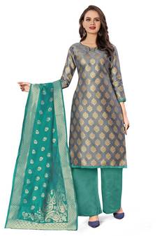 Grey woven jacquard salwar