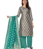 Grey woven jacquard salwar
