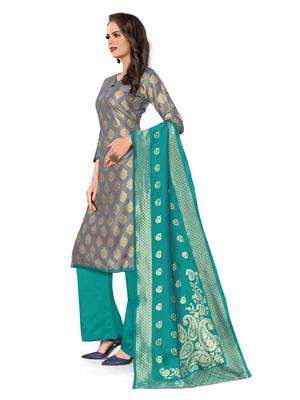 Grey woven jacquard salwar 2