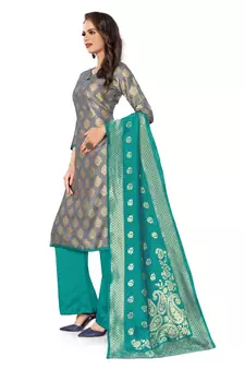 Grey woven jacquard salwar