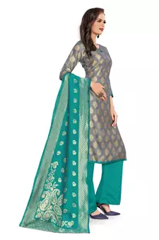 Grey woven jacquard salwar
