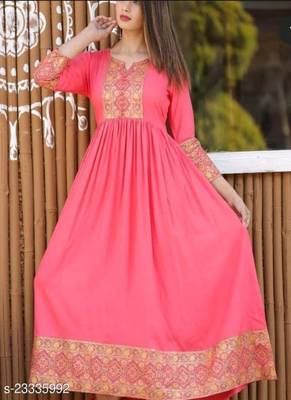 Pink printed rayon ethnic-kurtis 1