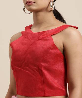 Pink embroidered georgette saree with blouse 4
