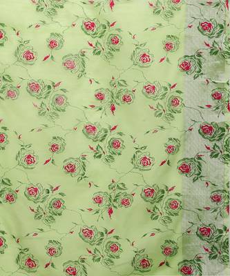 Light green printed cotton saree with blouse 5