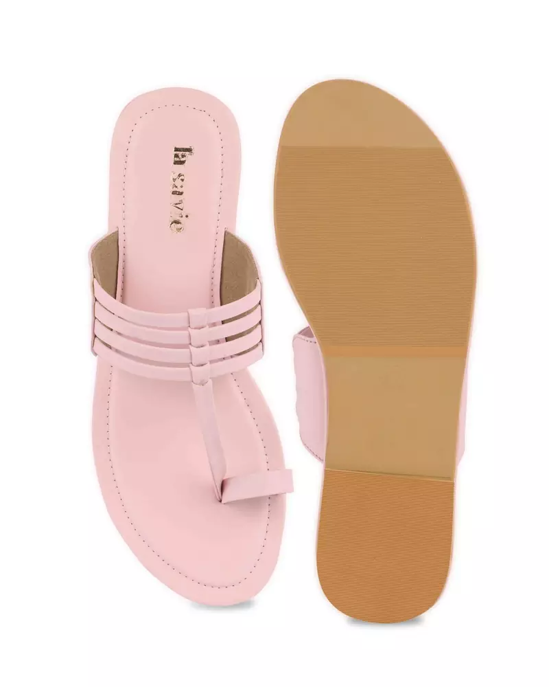 LA SAVIE Women Pink Kolhapuri Flats