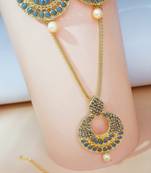 Multicolor kundan antique gold Alloy   NECKLACE  SET with pair EARRING  & TIKA