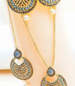 Multicolor kundan antique gold Alloy   NECKLACE  SET with pair EARRING  & TIKA