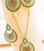Multicolor kundan antique gold Alloy   NECKLACE  SET with pair EARRING  & TIKA