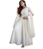 Cream Anarkali Kurta With Duptta