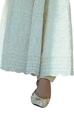 Cream Anarkali Kurta With Duptta 4