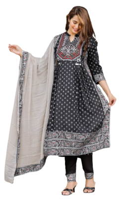Black Kurti Pant With Duptta 2